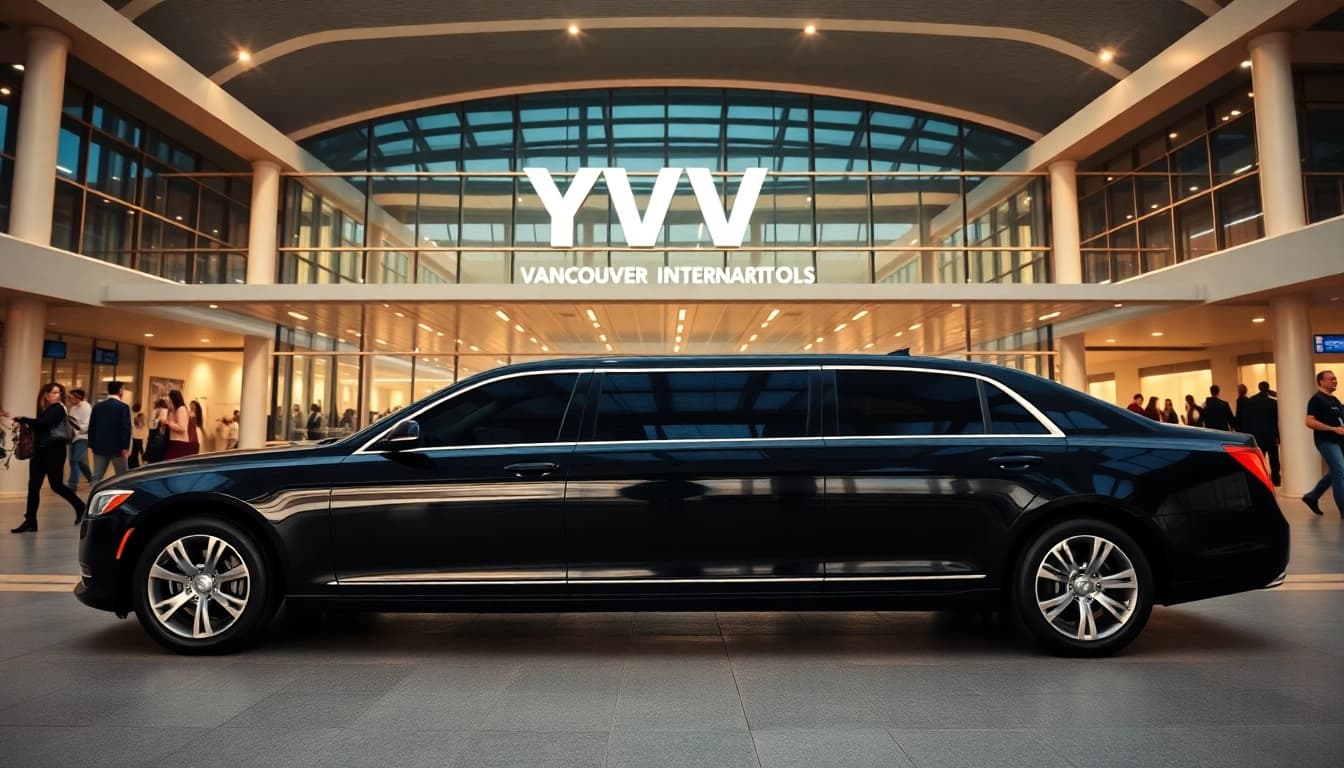 Luxury vancouver airport limo parked at YVR showcasing premium service for travelers.