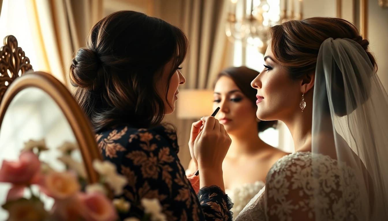 Dallas wedding makeup artist enhancing a bride's beauty with detailed makeup application.