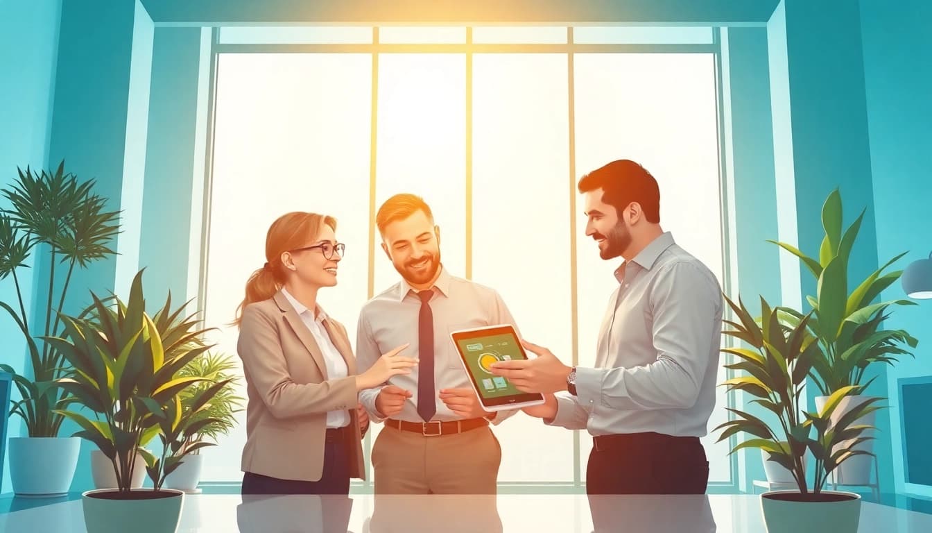 Seamless change of tenancy business energy transitions illustrated through a collaborative office setting.