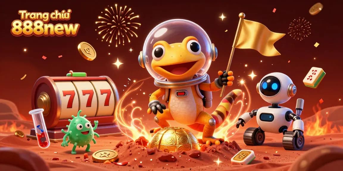 Enhance your gaming experience with Trang chủ 888new's thrilling slot adventures featuring Martian gecko and robot allies.