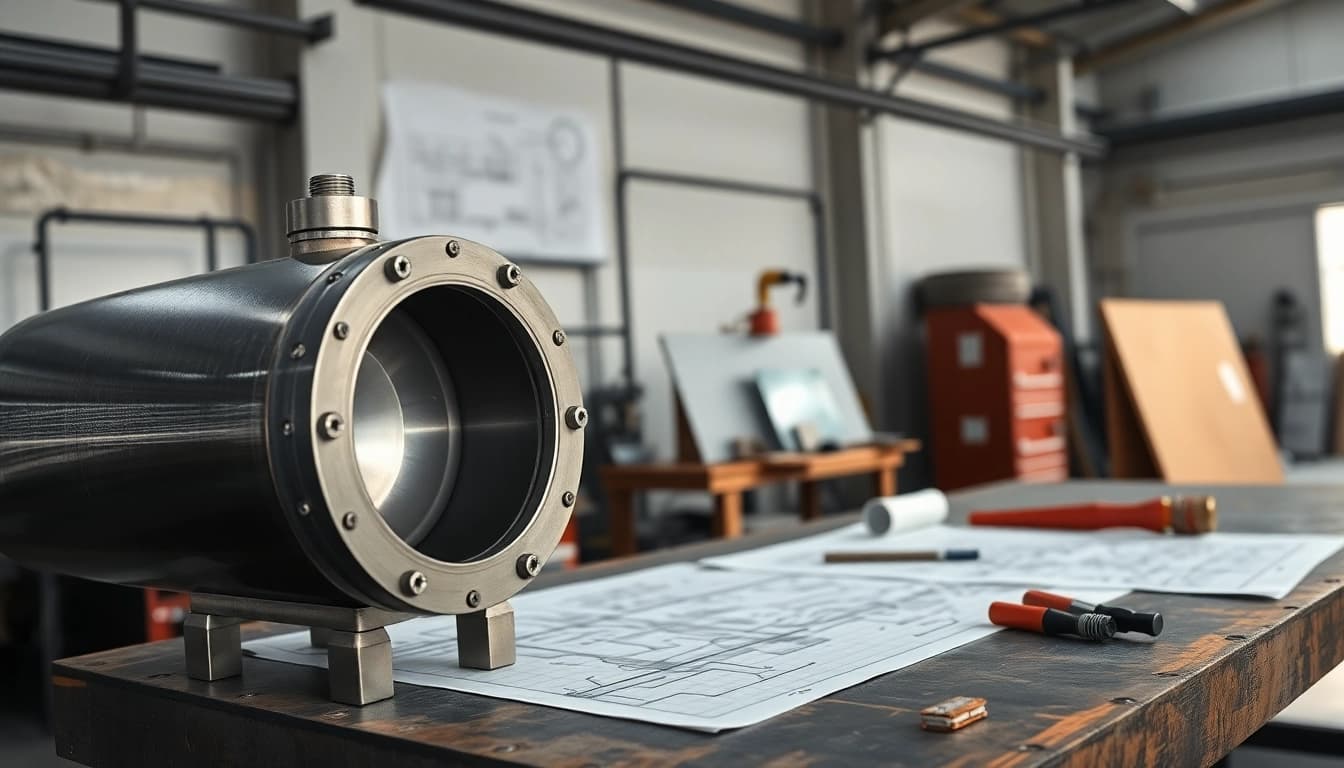 Visual representation of Pressure Vessel Design with cylindrical vessels and engineering tools.