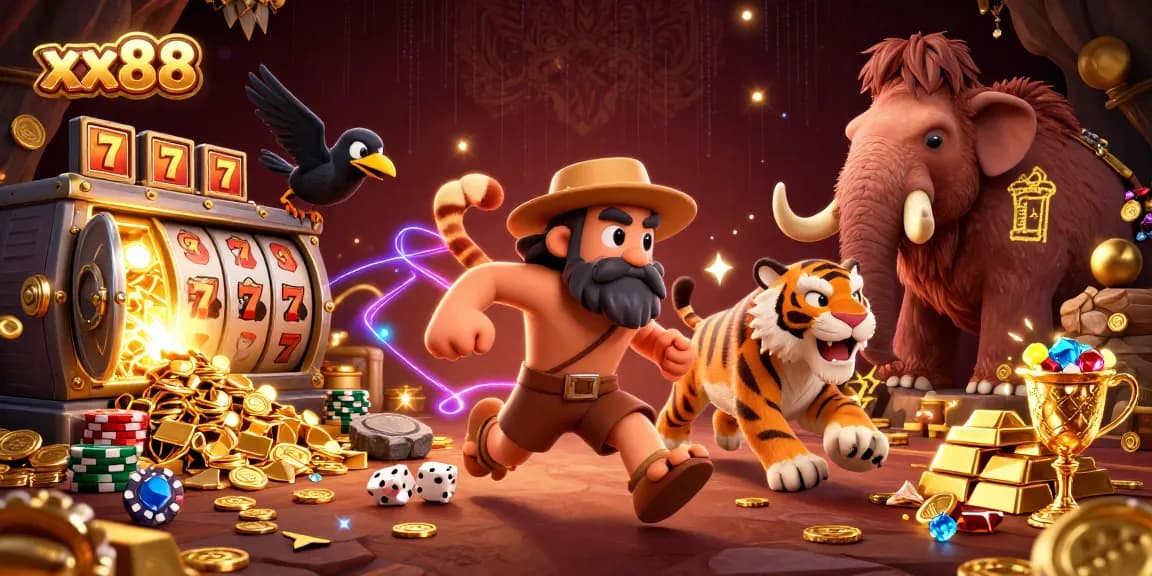 Experience top-tier gaming at xx88 while the caveman duo handles the casino with vibrant energy.
