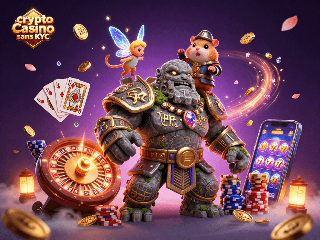 Jouez aux machines à sous dans un crypto casino sans KYC avec des personnages fantastiques.