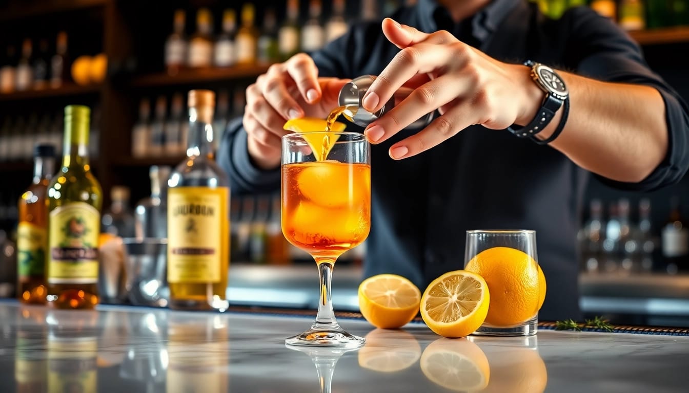 Learn what to mix bourbon whiskey with for delightful cocktails in a stylish bar setting.