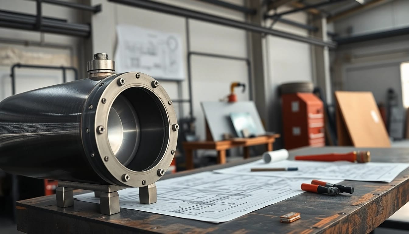 Visual representation of Pressure Vessel Design with cylindrical vessels and engineering tools.