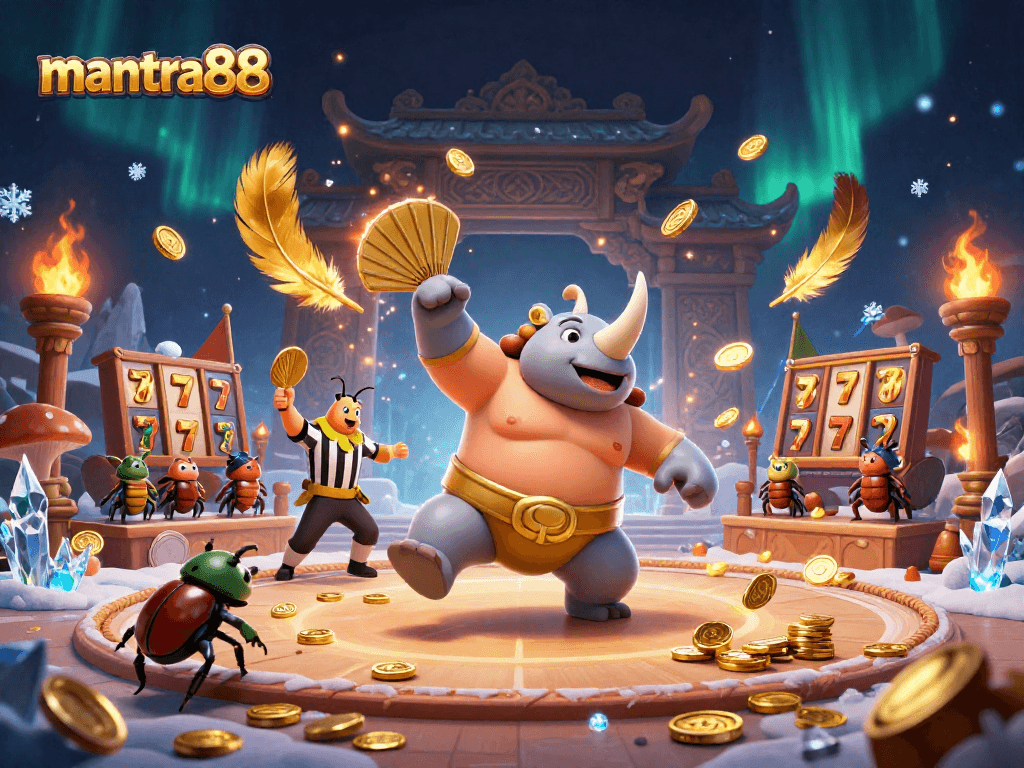 Experience the thrilling world of mantra88 with a dynamic beetle sumo showdown spreading golden winnings.