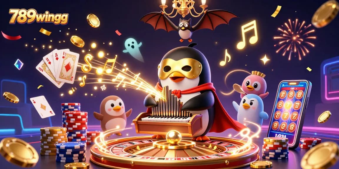 Experience the thrill of winning at 789wingg with golden coins cascading from a dynamic casino scene.