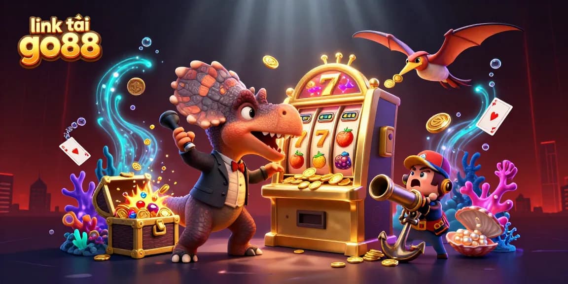 Experience the thrill of jackpots with link tải go88 in a vibrant casino-themed illustration.