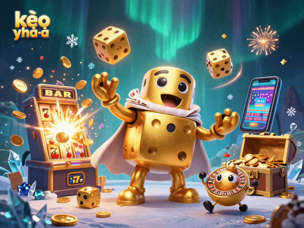 Engage with kèo nhà cái as golden dice and slot machines explode with vibrancy in this dynamic casino scene.