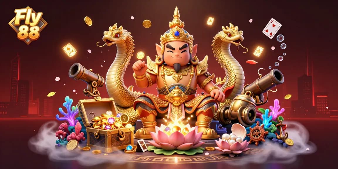 Experience the thrill of online gaming with Fly 88's vibrant casino-themed digital illustration.
