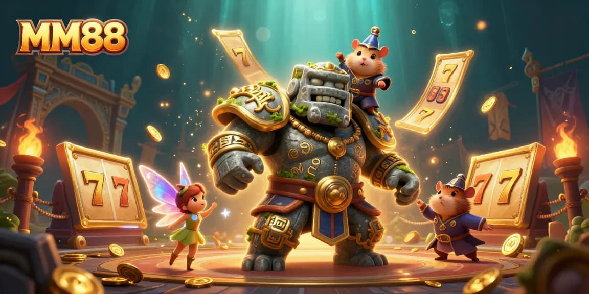 Engage with MM88’s vibrant gaming experience featuring enchanting characters in a magical casino setting.