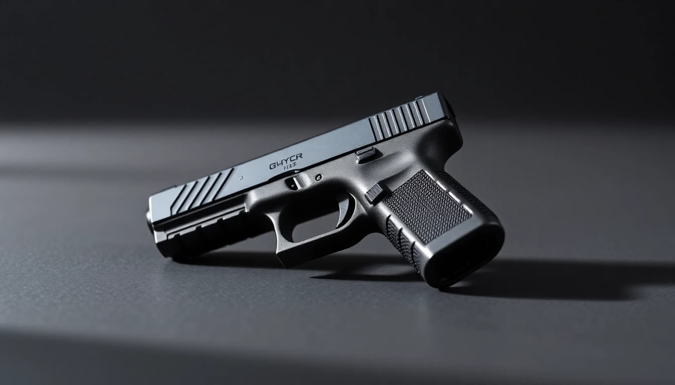 Showcase of glock 17 slide oem emphasizing detailed craftsmanship and sleek design.