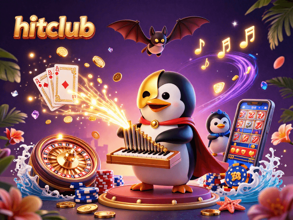 Engage in thrilling action at hitclub with a vibrant casino scene featuring gold coins and animated characters.
