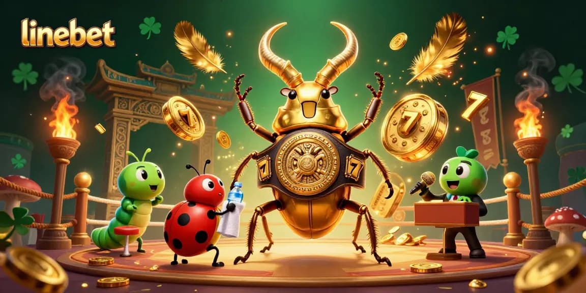 Linebet offers an engaging casino experience with golden slot reels and players in action.