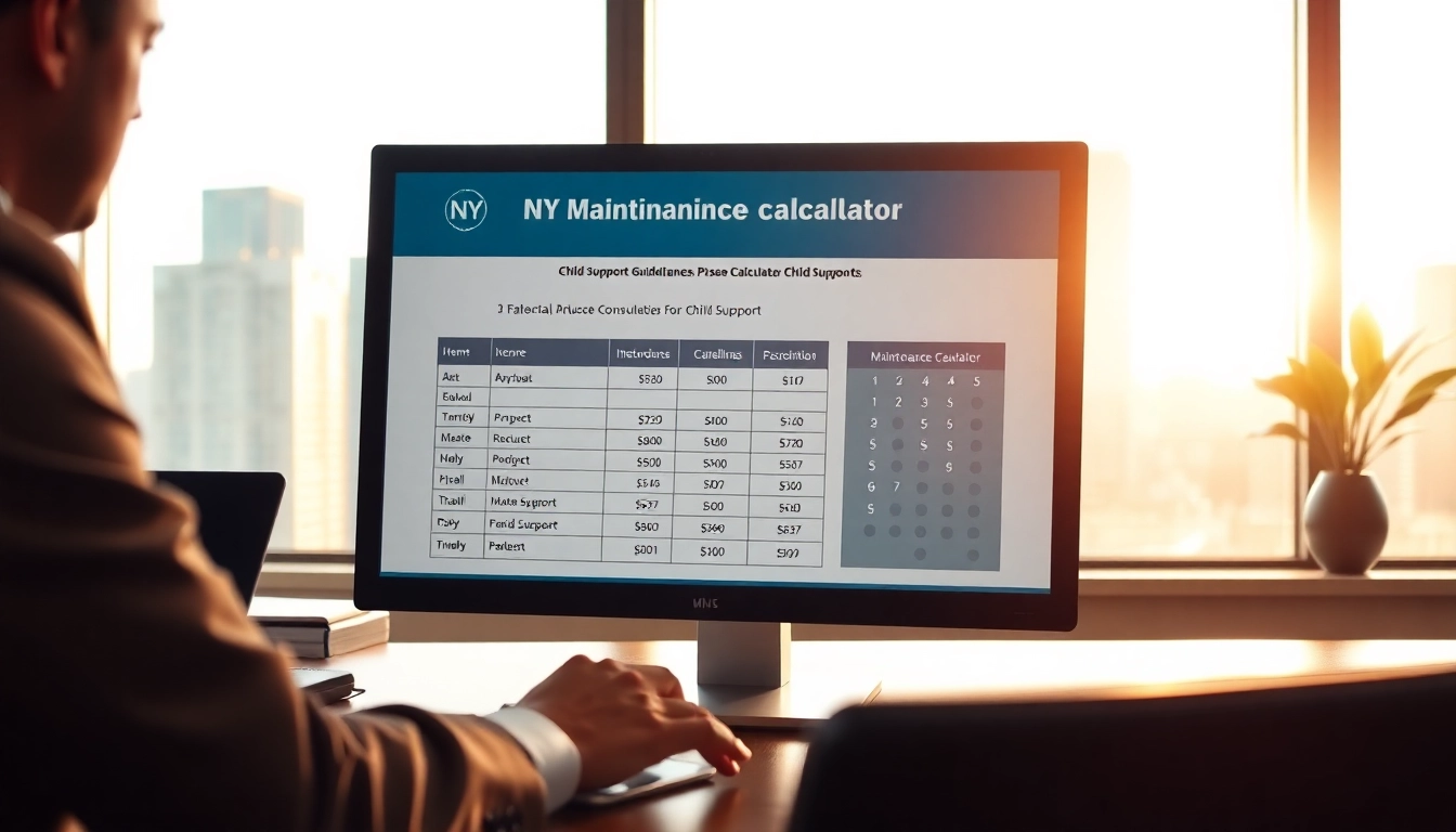 Calculate child support and maintenance using the NY maintenance calculator with child support in a professional office.