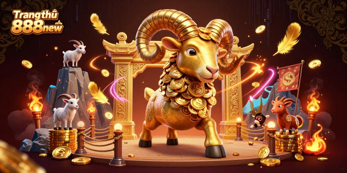 Experience excitement at Trang chủ 888new with dynamic 3D casino illustration featuring a golden ram.