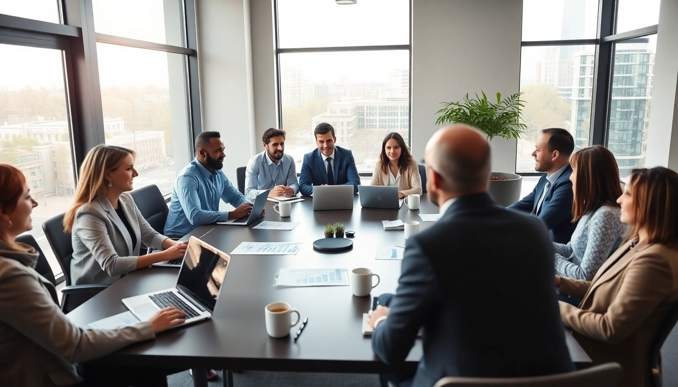 Combat merchant cash advance scam with informed business discussions in a bright office.