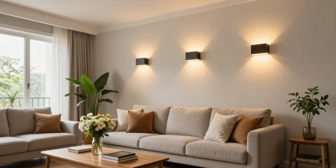 Aplice tavan moderne iluminând un living contemporan, cu confort și stil.