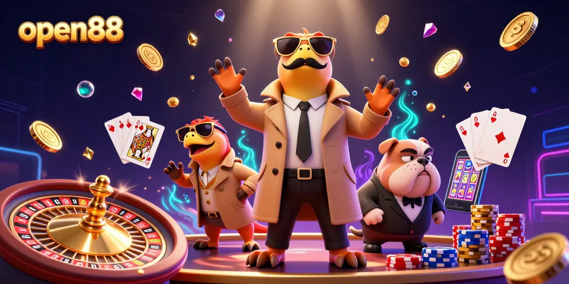 Experience thrilling gameplay with open88 in a vibrant casino scene featuring raptors and glimmering treasures.