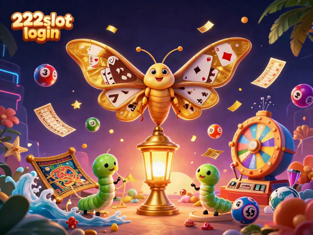 Masuk ke 222slot login dengan ilustrasi kasino penuh warna dan menarik.
