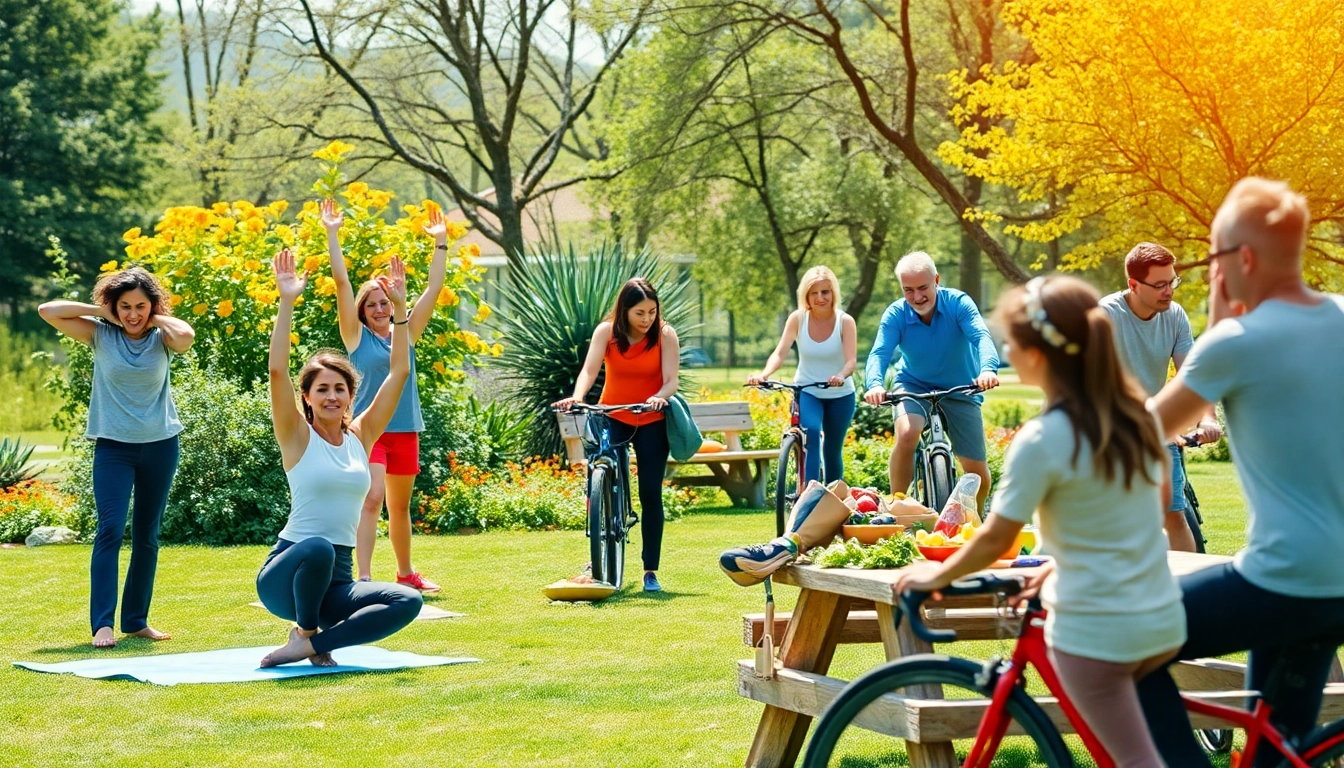 Promoting a Healthy Life through group wellness activities in a vibrant outdoor setting.