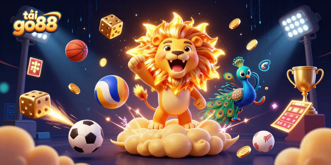 Enhance your game with tải go88: a vibrant 3D casino scene bursting with energy and excitement.