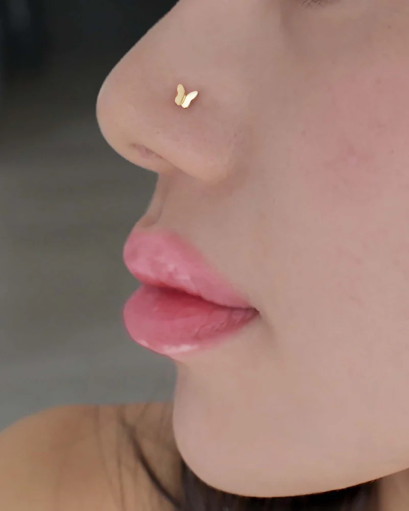 Gold Nose Stud With Diamond Elegant Fusion of Gold and Diamond Luxury