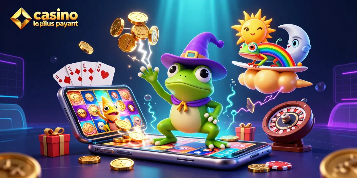 Gagnez des pièces d'or au casino en ligne le plus payant avec une illustration 3D dynamique et colorée.