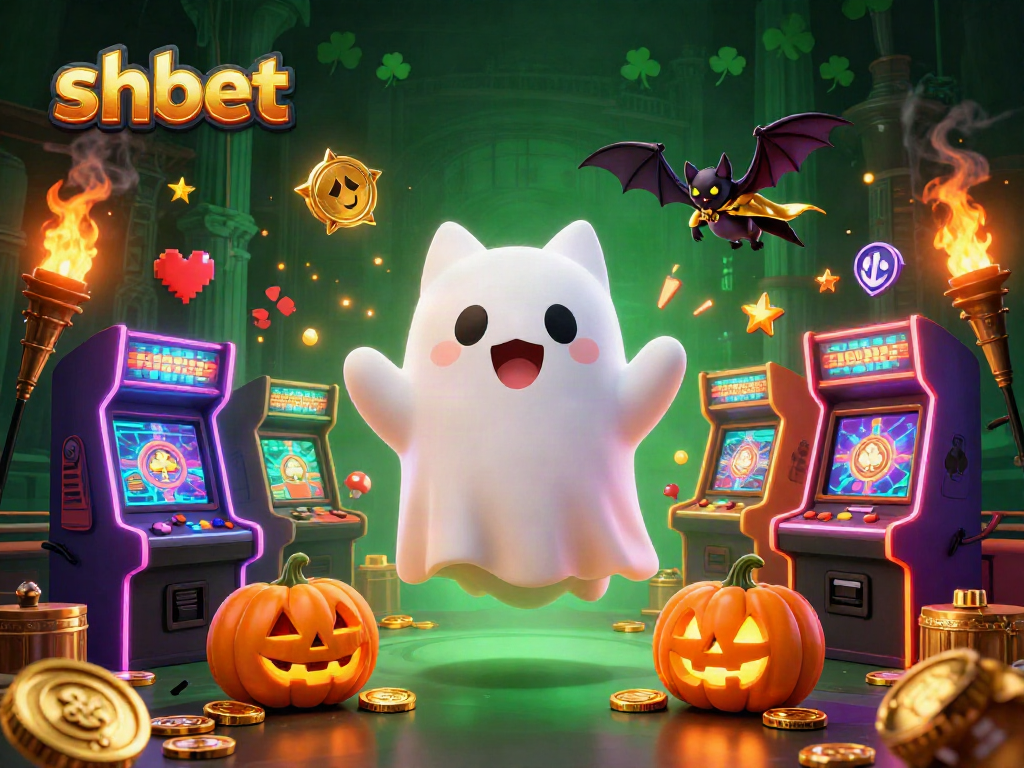 Experience thrilling gaming with shbet's animated ghost cat in a haunted casino.