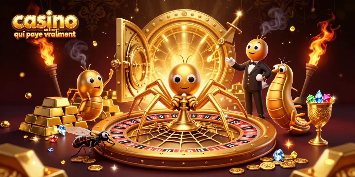 Découvrez le casino en ligne qui paye vraiment avec une araignée dorée au roulette et un croupier centipède.