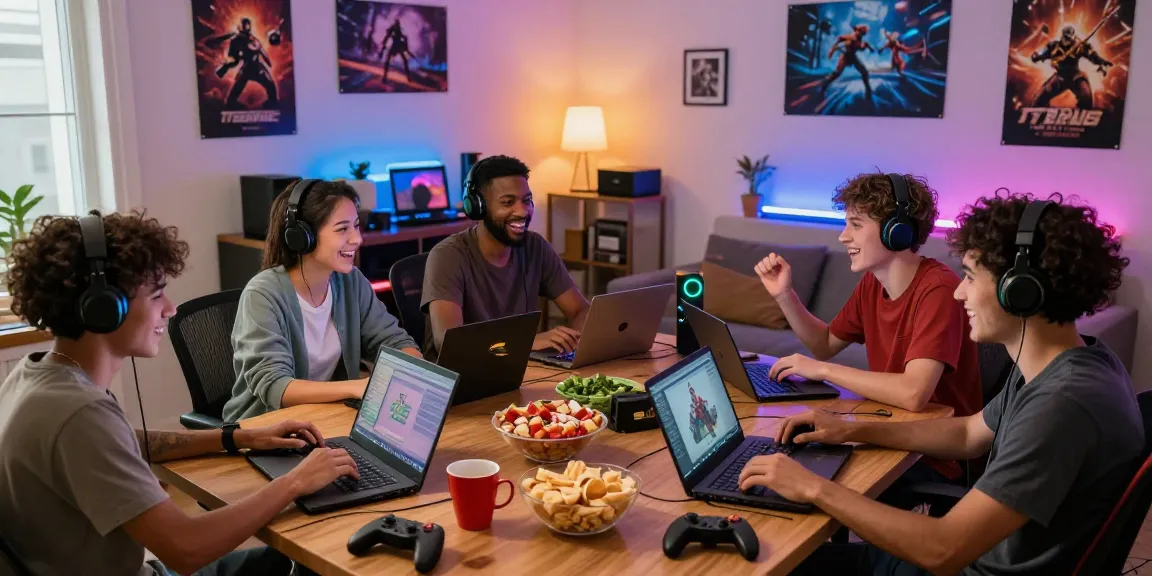Pengalaman bermain game online di ruang tamu dengan https://www.acdctees.com, teman-teman bermain bersama, dan suasana yang energik.