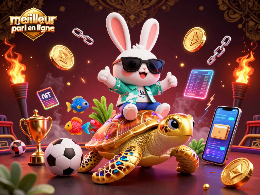 Pariez sur le meilleur site de paris en ligne avec un adorable lapin portant des lunettes, gagnant sur une tortue dorée.