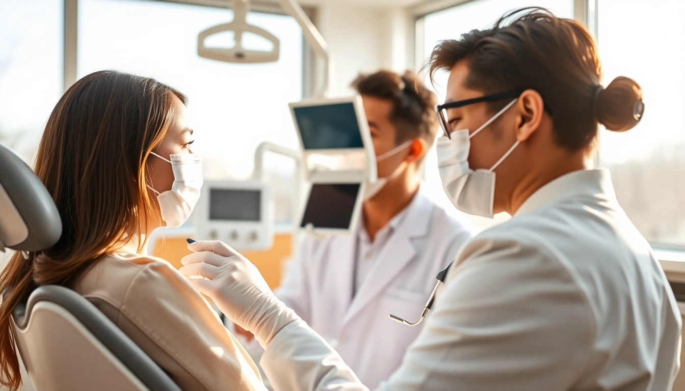 Friendly conversation between patient and minnesota dentists in a modern clinic.