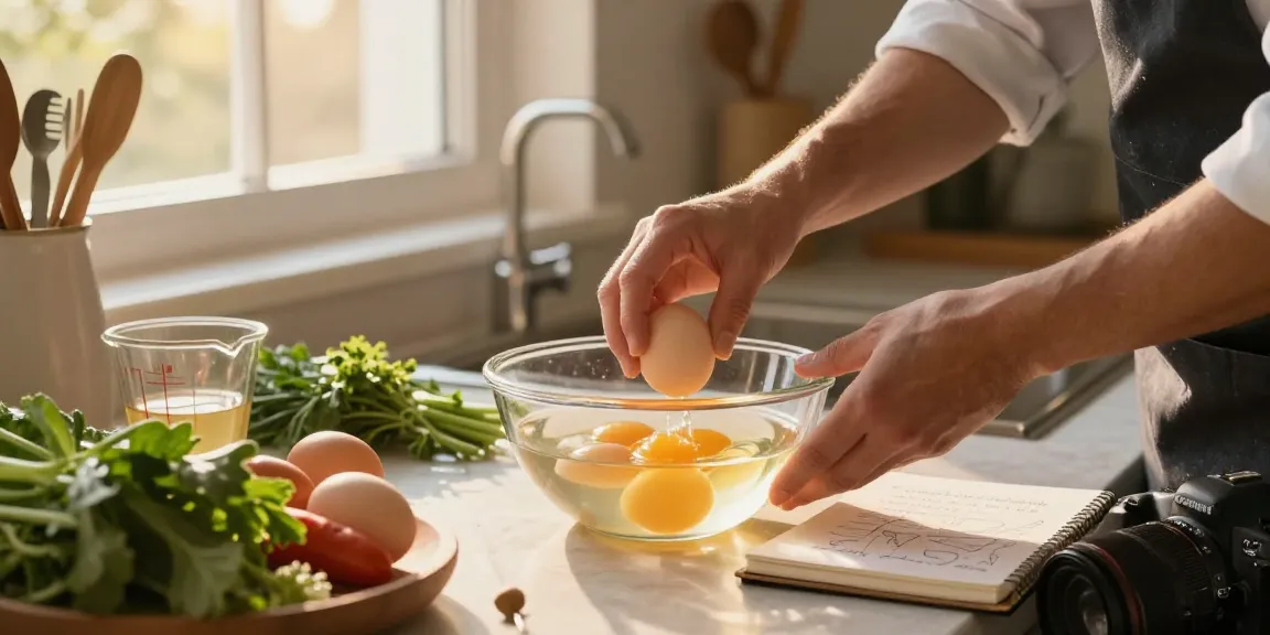 Uji kesegaran telur menggunakan Egg Float Test dari https://www.eggfloattest.com/contact di dapur modern dengan suasana hangat.