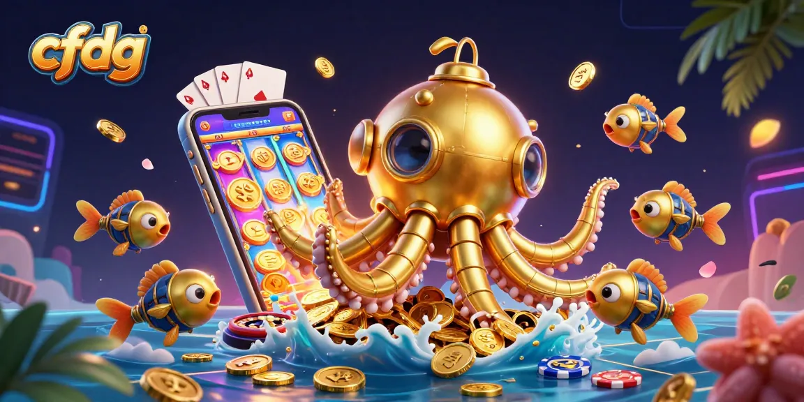 Explore thrilling slot games with cfdg in this vibrant underwater casino adventure illustration.