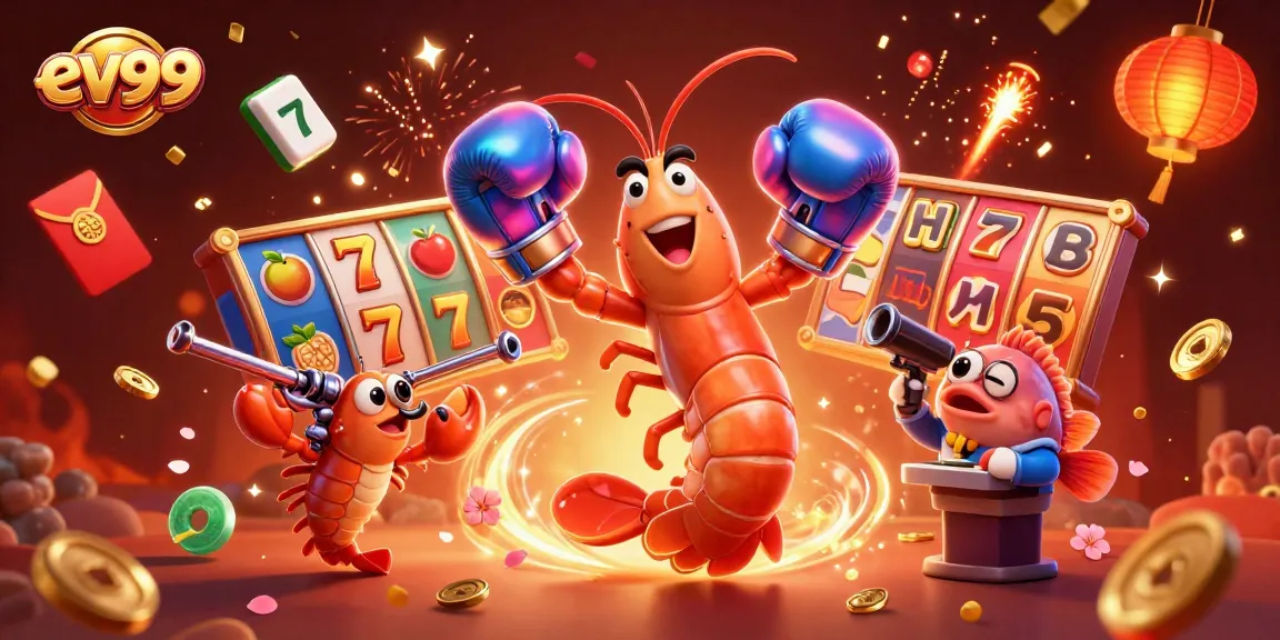 Engage with the dynamic gaming scene of ev99 featuring vibrant slot symbols and energetic characters.