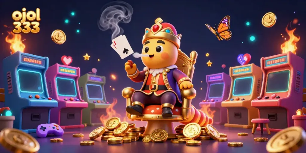 Engage with the stunning ojol 333 illustration showcasing vibrant gaming elements and a captivating hookah-master character.