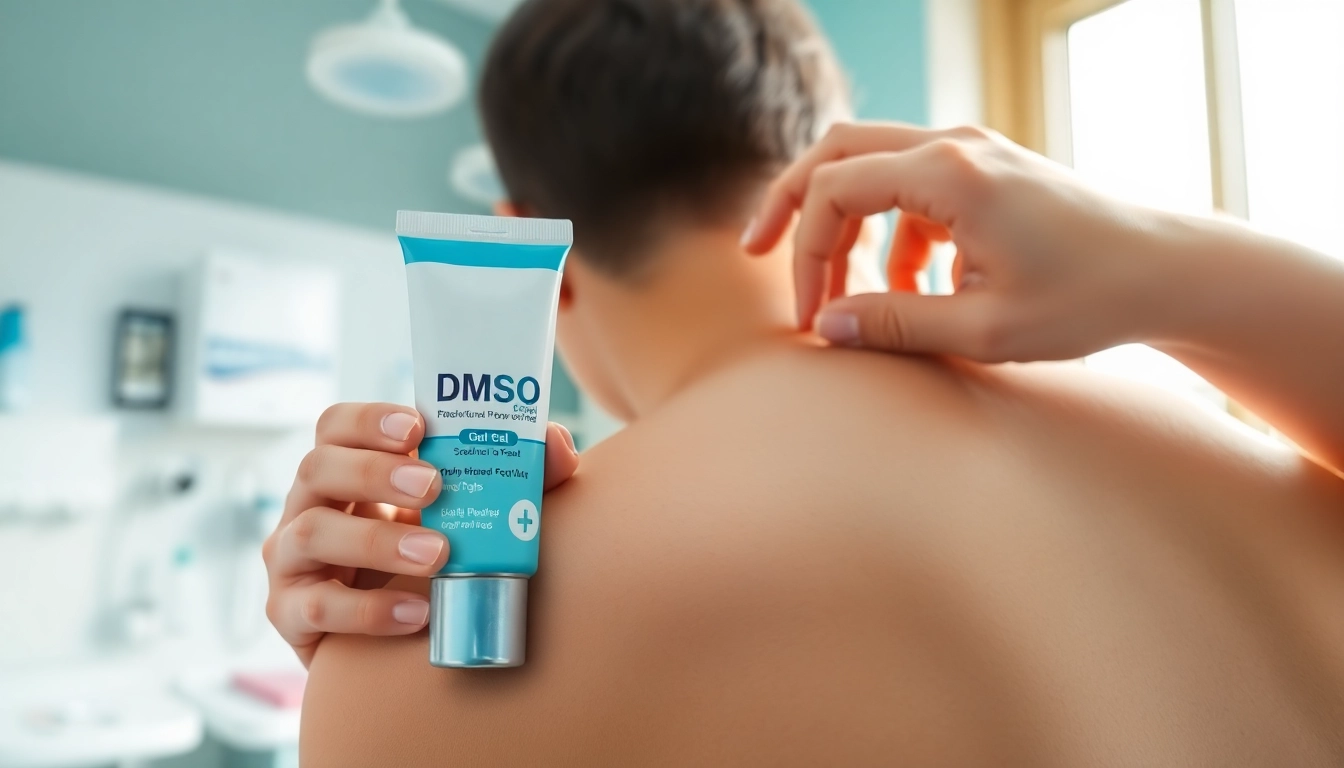 Applying dmso gel to relieve pain and inflammation in a therapeutic setting.