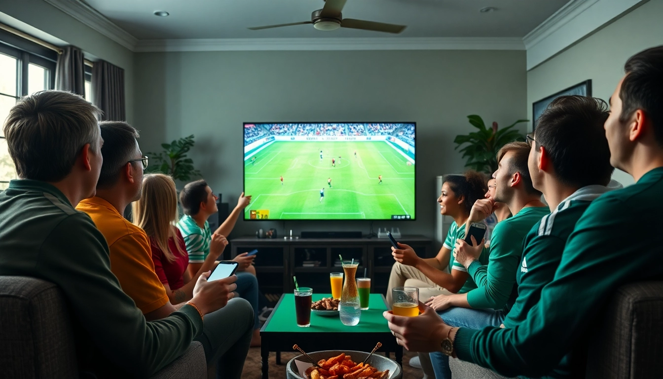 Mengamati bolakami saat pertandingan sepak bola berlangsung, penuh semangat di ruang keluarga.