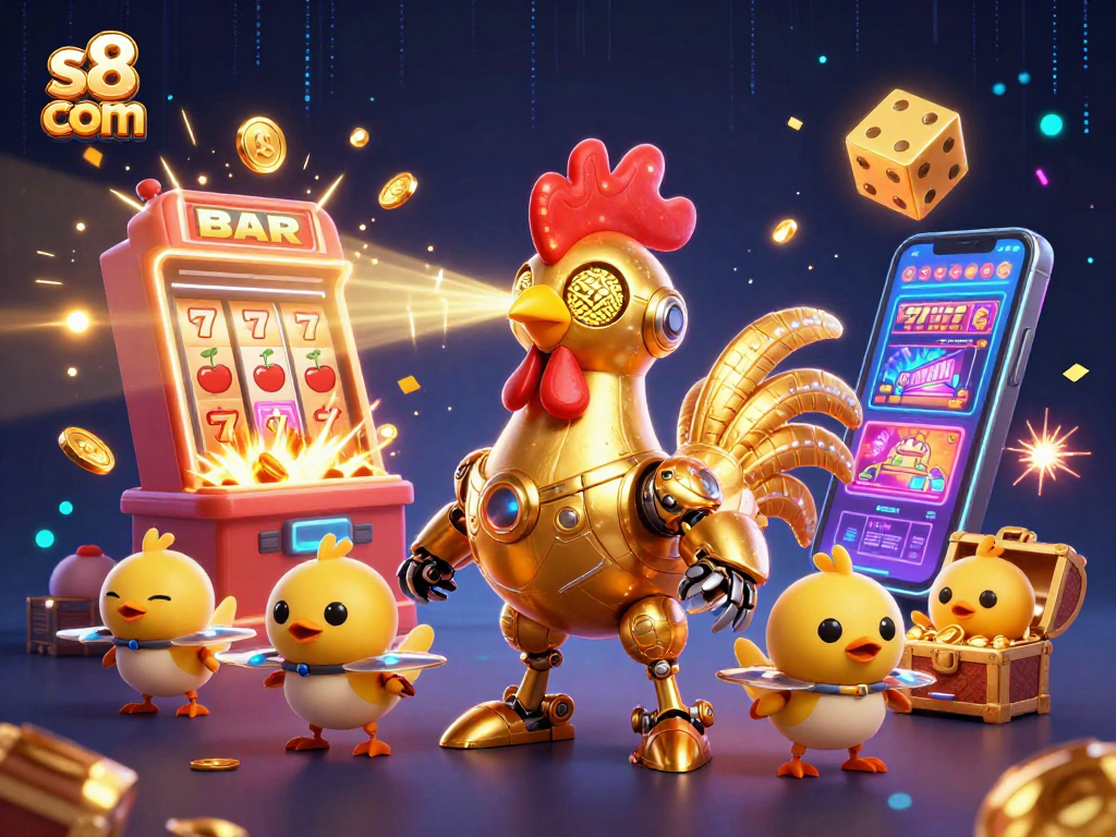 Experience the excitement of s8 com with a vibrant 3D illustration featuring stunning casino elements.